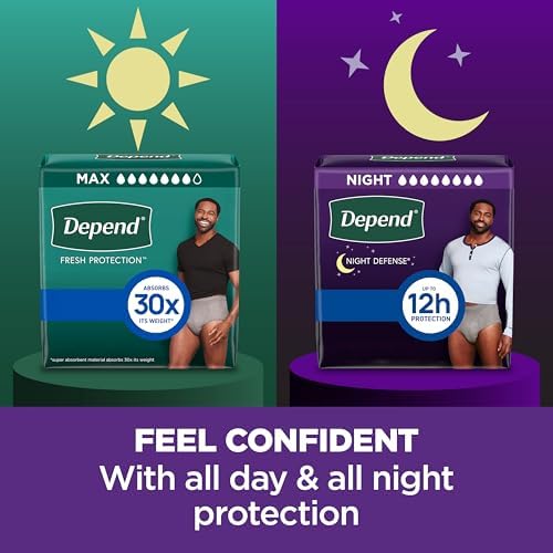 Depend authentic imported packaging showing twelve hour protection claim