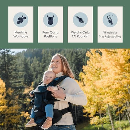 Removable storage pouch attached to the black ergonomic hip carrier.