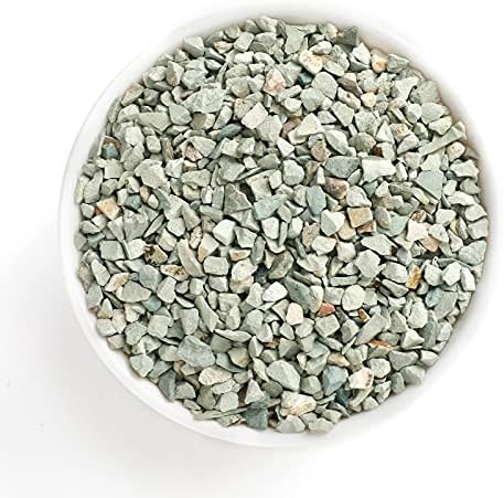 Close up texture of 3mm to 6mm natural green zeolite gravel.