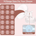 Two pack of 18mm breast shields displayed next to wide neck collection bottle