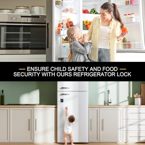 Close up of Tijtjhc fridge lock steel cable and adhesive base