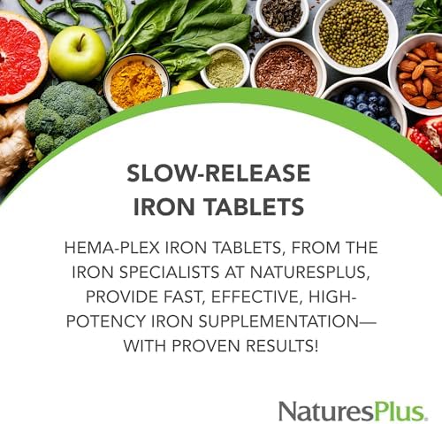 NaturesPlus Hema-Plex total blood health support supplement side panel listing complete nutritional ingredients and vitamin cofactors.