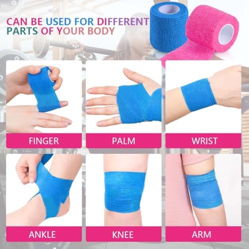 Hand tearing a piece of KISEER elastic cohesive medical tape without using scissors.
