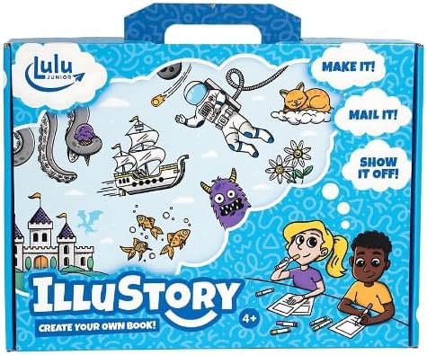 Open box of IlluStory writing and illustrating guide book for kids