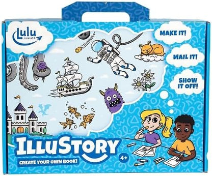 Open box of IlluStory writing and illustrating guide book for kids