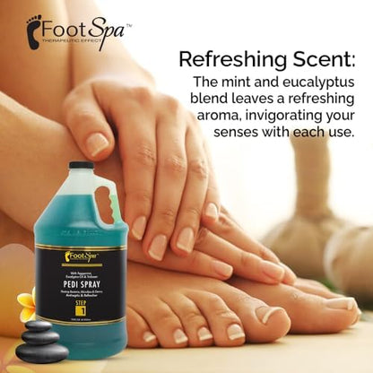 FootSpa Pedi Spray peppermint and eucalyptus oil ingredients label