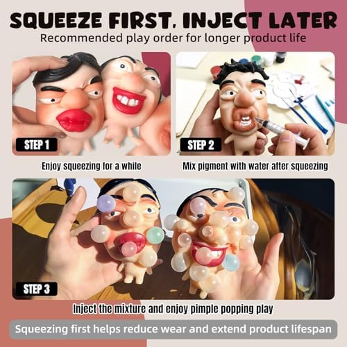 Lrthyonis pimple popping squishy toy being filled with a needle-free syringe applicator