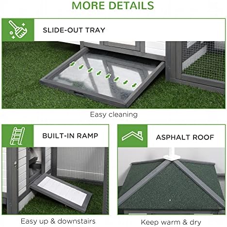 PawHut gray wooden hen house lifestyle garden setup