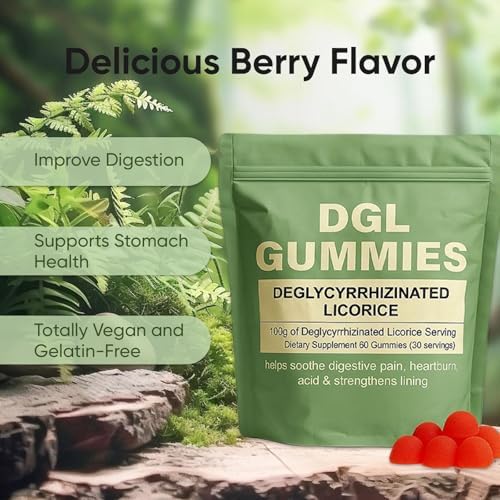 Nutritional label highlighting four hundred milligrams of DGL extract per serving.