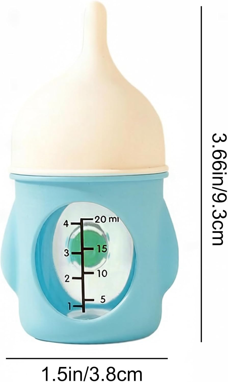 Disassembled parts of the 20milliliter small animal feeding kit demonstrating the easy clean components and soft teat