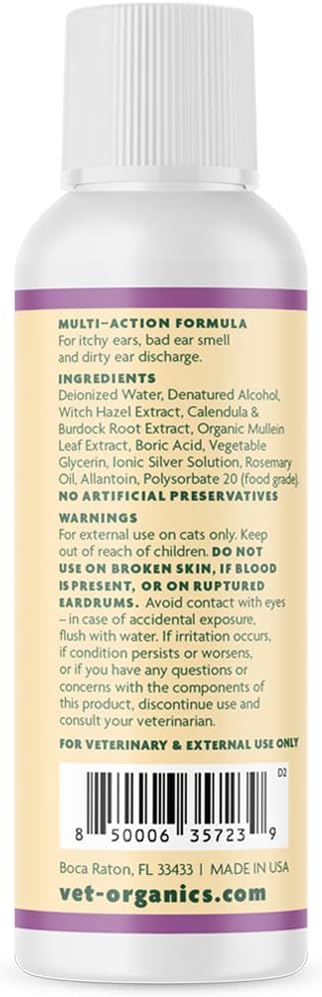 Vet Organics EcoEars bottle for cat ear itch relief