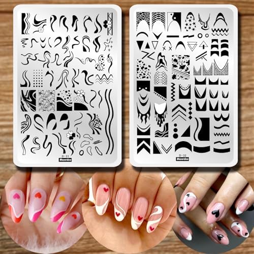 Mezerdoo Swirl French Line Nail Stamping Plates front view
