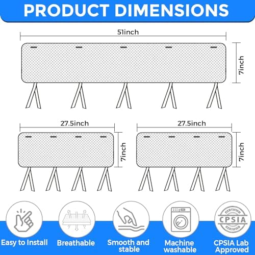 White side of reversible teething guard on nursery crib rail