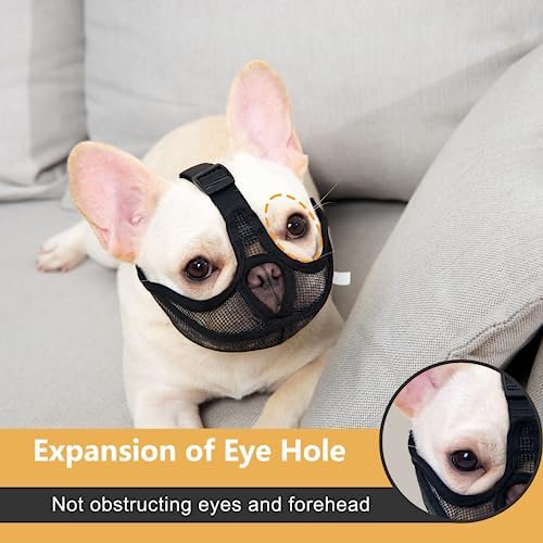 OHCOZZY short nose pet muzzle showing forehead free design