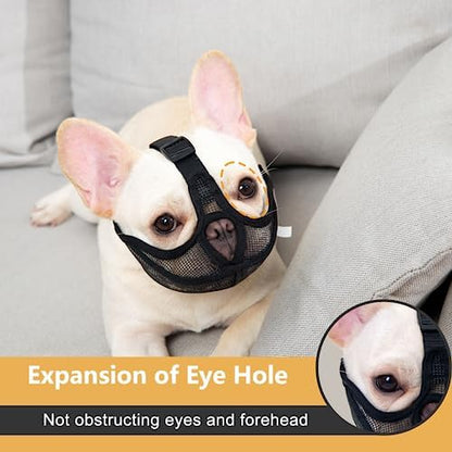 OHCOZZY short nose pet muzzle showing forehead free design