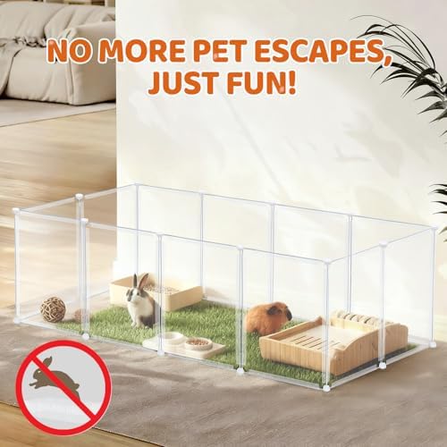 14 Panels 16.5" H Small Animal Playpen, Anti-Jump Durable Puppy Play Pen for Rabbits, Kittens, Chicklings, Ducklings & Hamsters DIY Indoor Outdoor Use, Transparent - Image 7