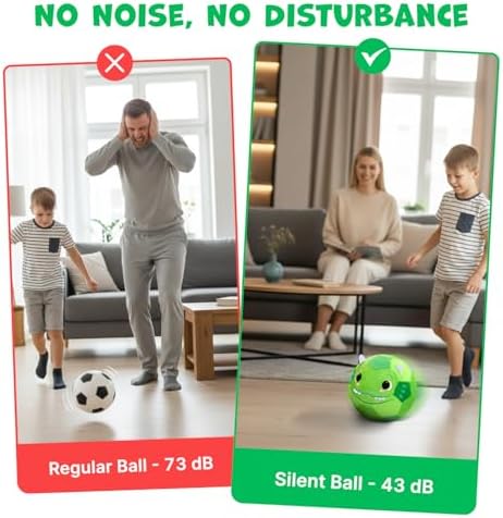 JoyCat silent inflatable football next to the included manual air pump