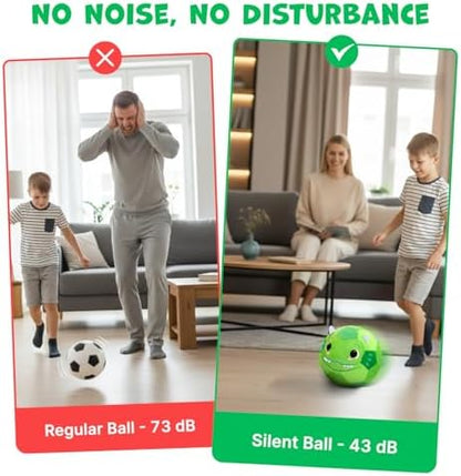 JoyCat silent inflatable football next to the included manual air pump