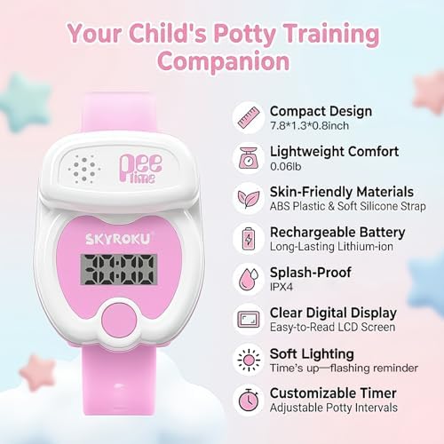 Close up of Skyroku rechargeable potty training timer display