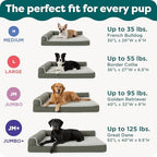 Furhaven Orthopedic Dog Bed for Large Dogs w/ Removable Bolsters & Washable Cover, For Dogs Up to 95 lbs - Two-Tone Plush Faux Fur & Suede L Shaped Chaise - Stone Gray, Jumbo/XL - Image 7