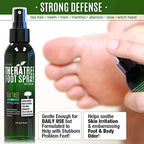 Menthol infused shoe odor eliminator spray for gym bags.