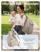 Bagsmart neutral beige baby bag with included portable changing pad