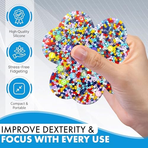 A person using their fingers to pick out small colorful beads from the remeltable silicone sensory pad.