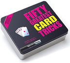 Rear packaging details of the fifty card illusions magic set showing trick examples