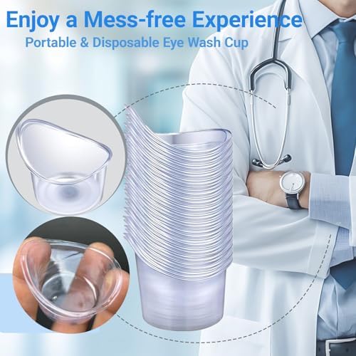 Bulk pack of Hexinging disposable eyewash basins for first aid use.