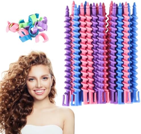 MYYNTI spiral perm rods front view showing multicolored heatless hair curl rollers.