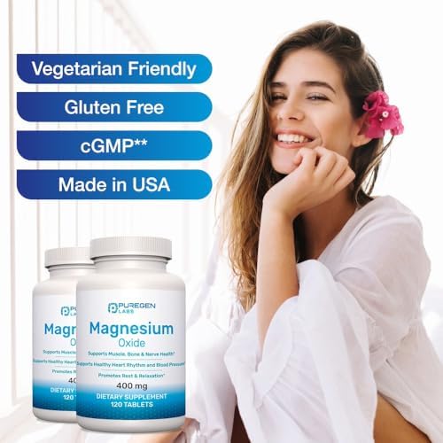 Puregen Labs magnesium tablets clean formula showing allergen information and manufacturing details