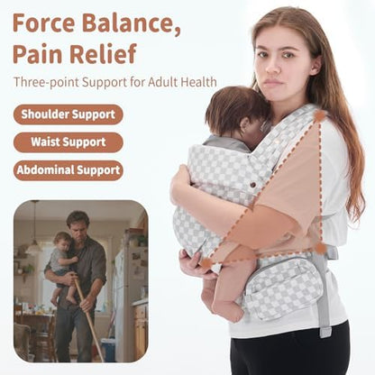 Parent wearing Grownsy baby carrier for hands free comfort