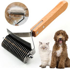 Poodoodle 2 in 1 undercoat rake grooming brush front view