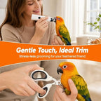 Rechargeable avian nail trimmer close up on the diamond grinding wheel tip