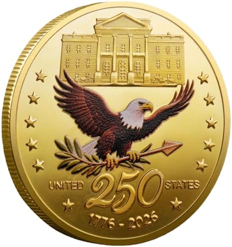 Touzanious gold plated American independence challenge coin back view with patriotic symbols