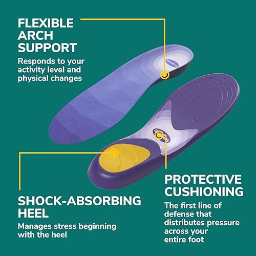 Bottom view of Dr. Scholl's insoles showing shock absorbing heel and arch