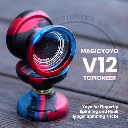 Magicyoyo V12 metal yoyo showing finger spin dimple design