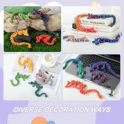 Set of three rainbow colored crystal dragon fidget toys