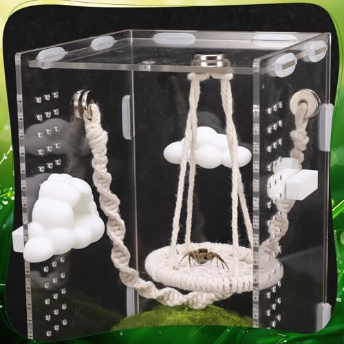 Jumping Spider Enclosure Accessories Kit 5 PCS - Include Cloud Platforms with Magnetic Mounting for Climbing, Feeding and Decorating, Natural Jumping Spider Rope Bridge Swings for Medium Spider Tanks - Image 6