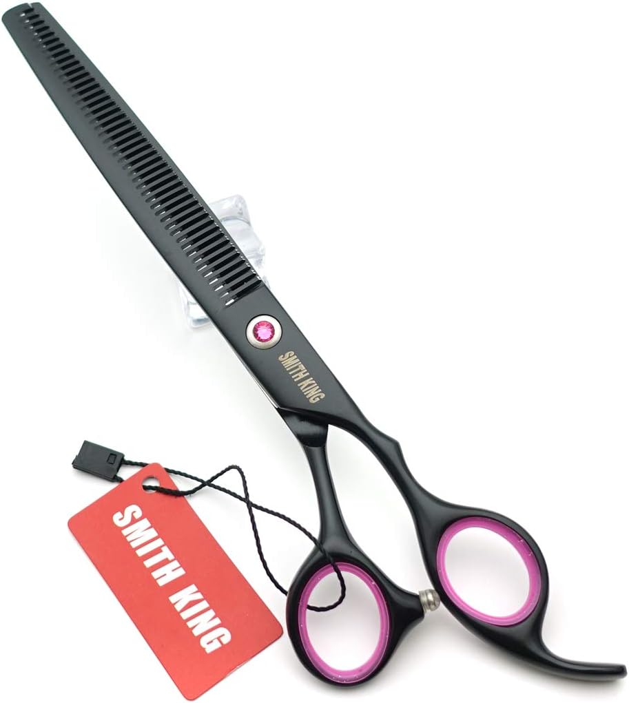 Ergonomic matte black Smithking 8.0 inch dog styling shears with included metal comb