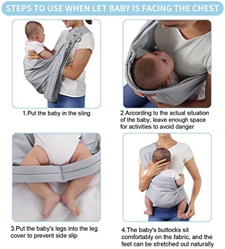 One size fits all Shsyue grey ring sling showing its adjustable strap layout for moms and dads.