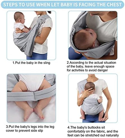 One size fits all Shsyue grey ring sling showing its adjustable strap layout for moms and dads.