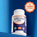 Vitamatic Alpha Lipoic Acid bottle showing serving size and potency