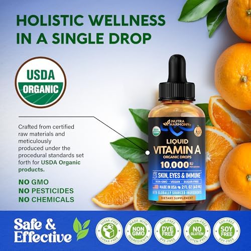 Organic Vitamin A 10000 IU liquid drops for immune support