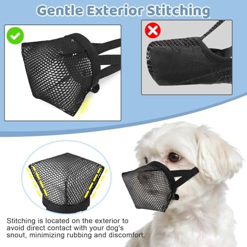 LuckyPaw soft mesh dog muzzle interior stitching detail