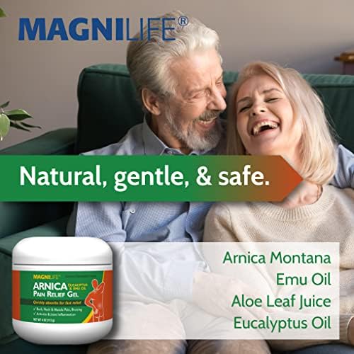 Side view of MagniLife Arnica Pain Relief Gel 4 ounce container