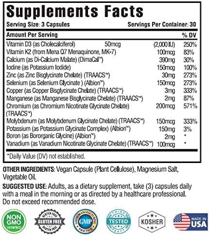Kappa Nutrition Vitamin D3 and K2 supplement bottle label detailing the essential mineral blend.