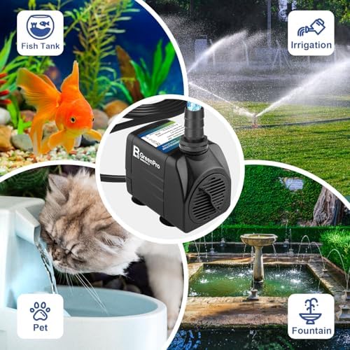 Adjustable fountain water pump installed inside a home aquarium setup showing water circulation