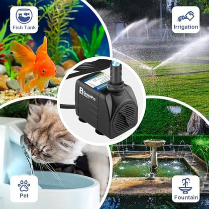Adjustable fountain water pump installed inside a home aquarium setup showing water circulation