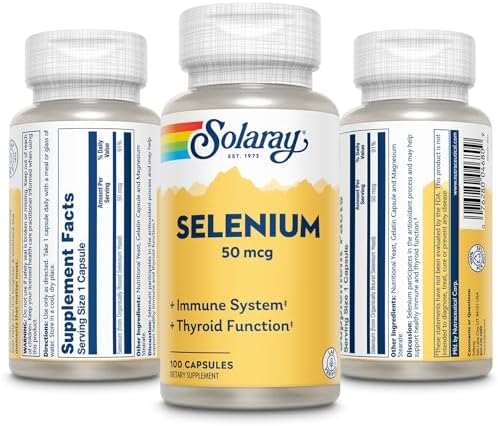 Solaray Selenium 50mcg wellness supplement bottle demonstrating premium quality packaging